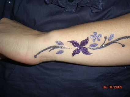 Glitter Flower Vine Tattoo